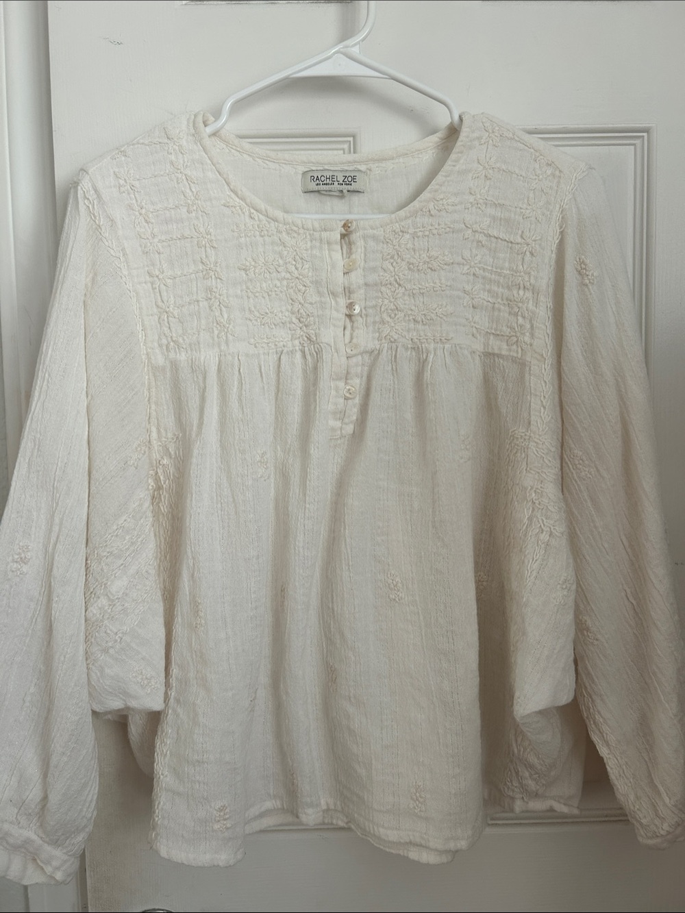 Rachel Zoe Ivory Embroidered Peasant Tunic Top